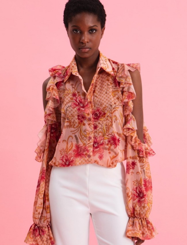 DUSTY PINK SHIRT WITH GOLD DETAILS DUSTY PINK SHIRT WITH GOLD DETAILS