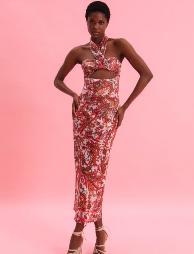 RUSTIC ROMANCE MIDI SEQUINED DRESS