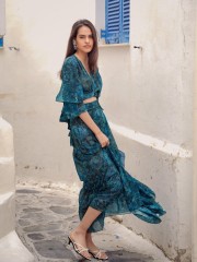 TEAL ELEGANCE MAXI WRAP SKIRT Eveleya 
