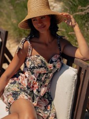 PEONIES LOVE MINI LINEN DRESS