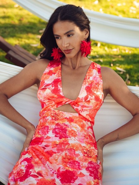 SUNSET DREAM MIDI SATIN DRESS