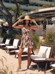 PEONIES LOVE MINI LINEN DRESS