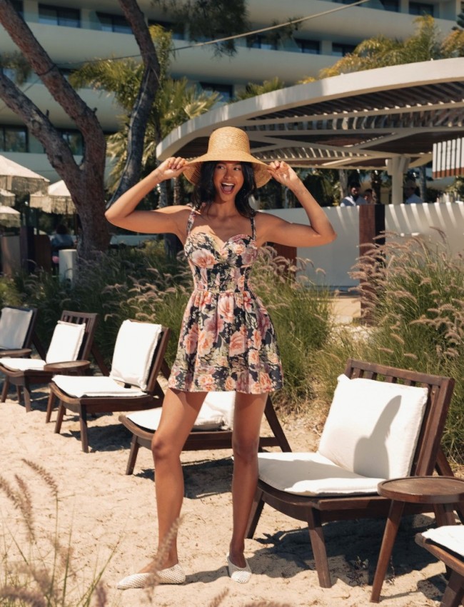 PEONIES LOVE MINI LINEN DRESS
