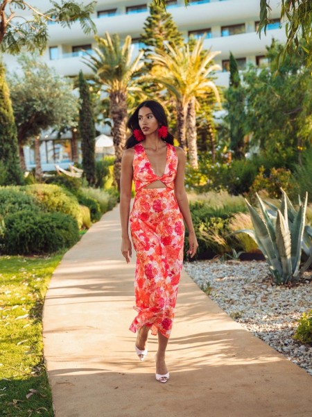 SUNSET DREAM MIDI SATIN DRESS