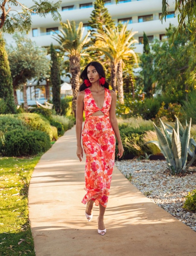 SUNSET DREAM MIDI SATIN DRESS
