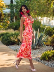 SUNSET DREAM MIDI SATIN DRESS