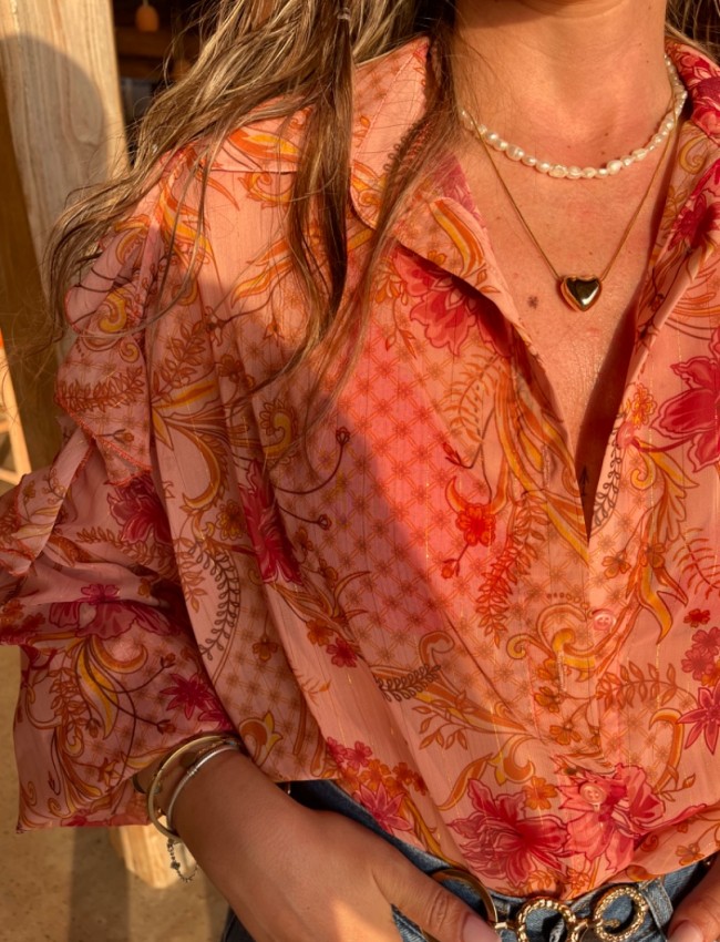 DUSTY PINK SHIRT WITH GOLD DETAILS DUSTY PINK SHIRT WITH GOLD DETAILS