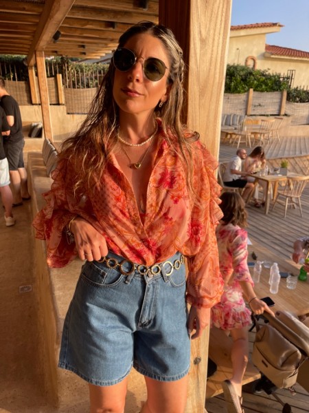 DUSTY PINK SHIRT WITH GOLD DETAILS