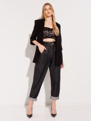 Floral printed μαύρο αμάνικο τοπ με λεπτή ρυθμιζόμενη τιράντα, λάστιχο στην πλάτη και κλείσιμο με φερμουάρ πίσω Lynne