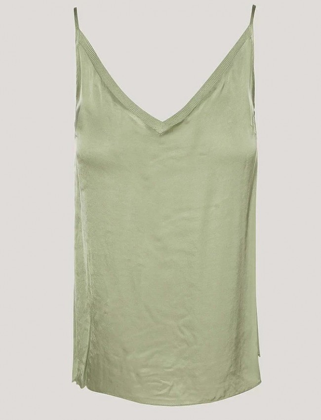 Χακί lingerie τοπ, με ρυθμιζόμενες τιράντες, λάστιχο στο πίσω μέρος και V-λαιμόκοψη LYNNE