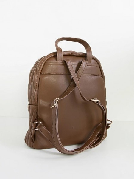 Καφέ καπιτονέ backpack, με μπροστινό τσεπάκι και ρυθμιζόμενα λουράκια πλάτης Lynne