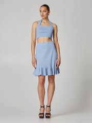 Σιελ αμάνικο πλεκτό cropped top με lurex στην ύφανση και στρογγυλή λαιμόκοψη Lynne