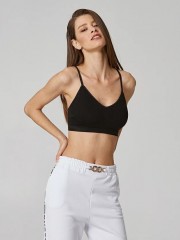 Μαύρο ελαστικό ripped bralette με αποσπώμενες μπανέλες και λεπτομέρεια στην πλάτη Lynne