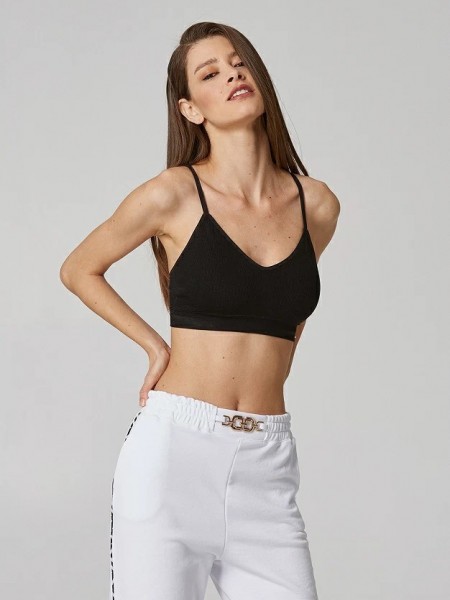 Μαύρο ελαστικό ripped bralette με αποσπώμενες μπανέλες και λεπτομέρεια στην πλάτη Lynne