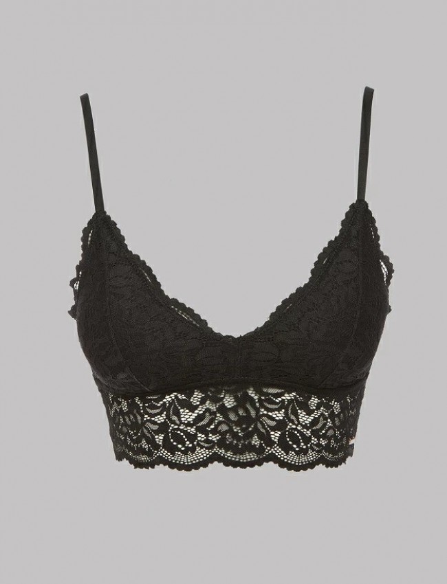 Μαύρο bralette με δαντέλα, ελαστική φάσα δαντέλας, ρυθμιζόμενες τιράντες και αποσπώμενες μπανέλες Lynne