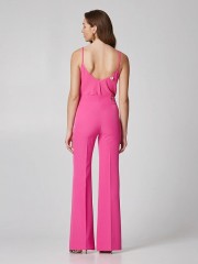 Φούξια αμάνικη μπλούζα lingerie με ρυθμιζόμενες τιράντες, V-λαιμόκοψη και λεπτομέρειες δαντέλας Lynne