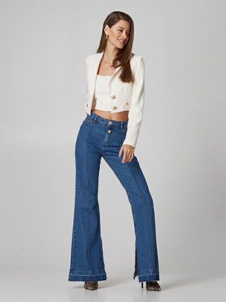 Εκρού cropped top αμάνικο με φαρδιά τιράντα και τετράγωνη λαιμόκοψη Lynne