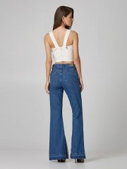 Εκρού cropped top αμάνικο με φαρδιά τιράντα και τετράγωνη λαιμόκοψη Lynne