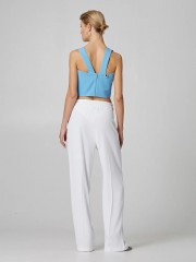 Γαλάζιο  cropped top αμάνικο με φαρδιά τιράντα και τετράγωνη λαιμόκοψη Lynne