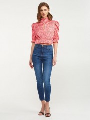 Light blue high-waisted skinny jean σε ελαστικό ύφασμα και animal διακοσμητικό πίσω στη μέση Lynne