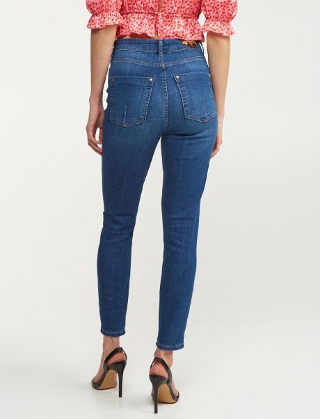 Light blue high-waisted skinny jean σε ελαστικό ύφασμα και animal διακοσμητικό πίσω στη μέση Lynne
