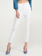 Λευκό high-waisted skinny jean σε ελαστικό ύφασμα και χρυσό διακοσμητικό πίσω στη μέση Lynne