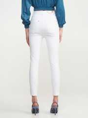 Λευκό high-waisted skinny jean σε ελαστικό ύφασμα και χρυσό διακοσμητικό πίσω στη μέση Lynne