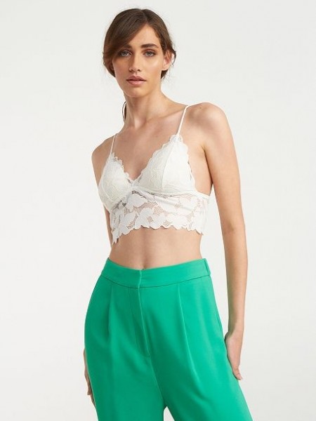 Λευκό δαντελένιο bralette με λεπτή ρυθμιζόμενη τιράντα Lynne
