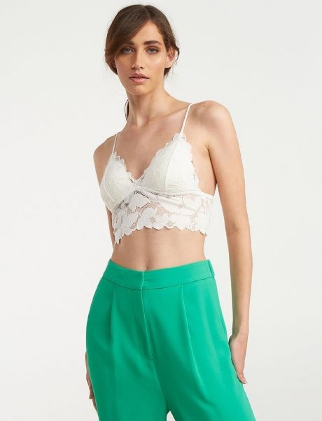 Λευκό δαντελένιο bralette με λεπτή ρυθμιζόμενη τιράντα Lynne