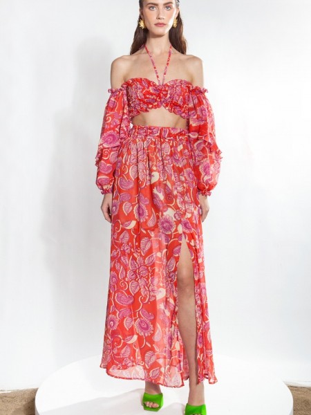 SHANI orange floral skirt  MALLORY THE LABEL