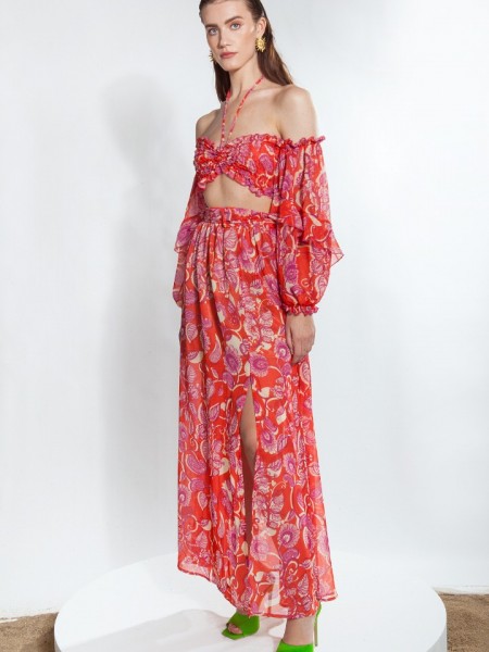 SHANI orange floral skirt  MALLORY THE LABEL