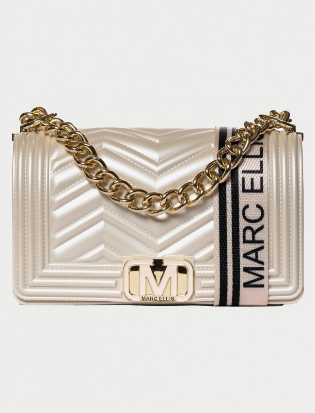 FLAT WAVE small TURTLEDOVE/LIGHT GOLD CHAIN SHOULDERBAG