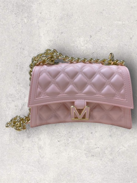 FLAT RHOMBUS small 25 NUDE/LIGHT GOLD CHAIN SHOULDER BAG