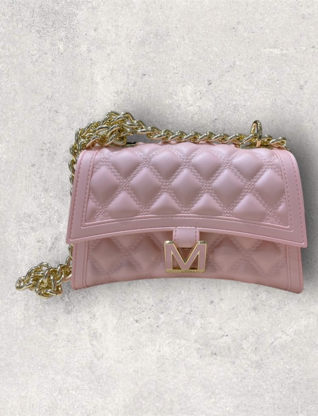 FLAT RHOMBUS small 25 NUDE/LIGHT GOLD CHAIN SHOULDER BAG
