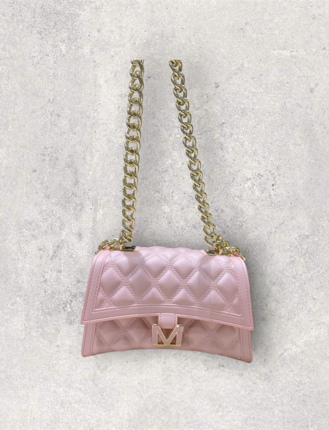 FLAT RHOMBUS small 25 NUDE/LIGHT GOLD CHAIN SHOULDER BAG