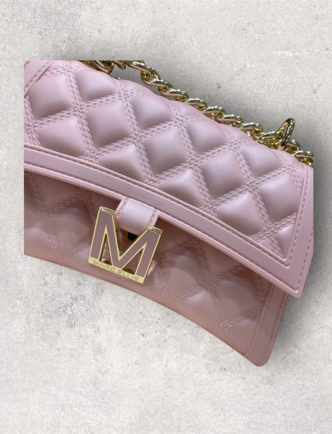 FLAT RHOMBUS small 25 NUDE/LIGHT GOLD CHAIN SHOULDER BAG