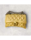 FLAT RHOMBUS small 25 MELLOW YELLOW/SATIN SILVER CHAIN SHOULDER BAG