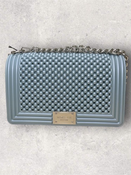 FLAT medium BALL 25 PURITAN GREY/SILVER CHAIN SHOULDERBAG