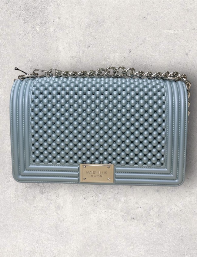 FLAT medium BALL 25 PURITAN GREY/SILVER CHAIN SHOULDERBAG