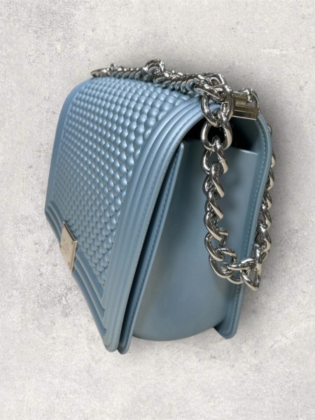 FLAT medium BALL 25 PURITAN GREY/SILVER CHAIN SHOULDERBAG