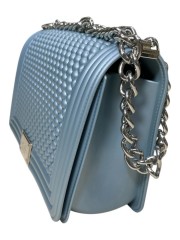 FLAT medium BALL 25 PURITAN GREY/SILVER CHAIN SHOULDERBAG
