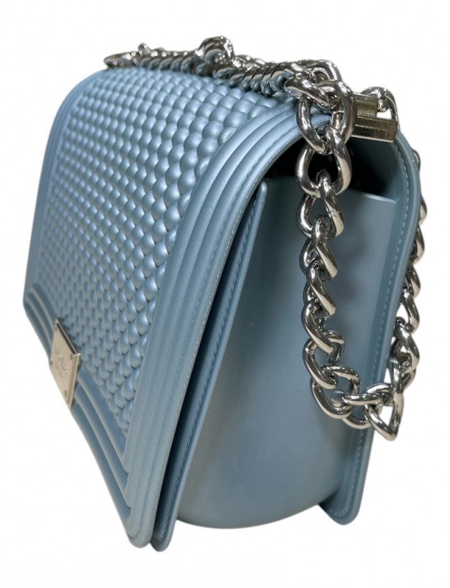FLAT medium BALL 25 PURITAN GREY/SILVER CHAIN SHOULDERBAG