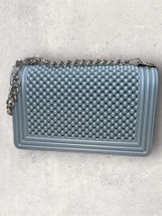 FLAT medium BALL 25 PURITAN GREY/SILVER CHAIN SHOULDERBAG