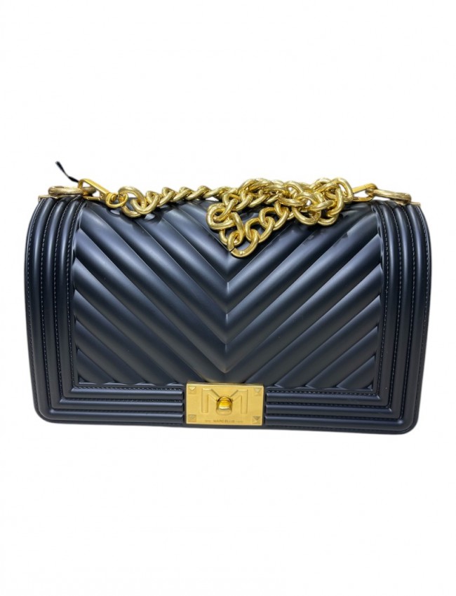 FLAT medium 25 BLACK/GOLD LUX CHAIN SHOULDERBAG