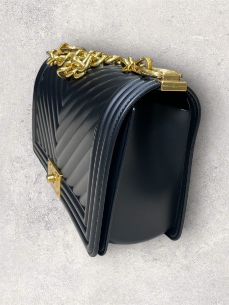FLAT medium 25 BLACK/GOLD LUX CHAIN SHOULDERBAG