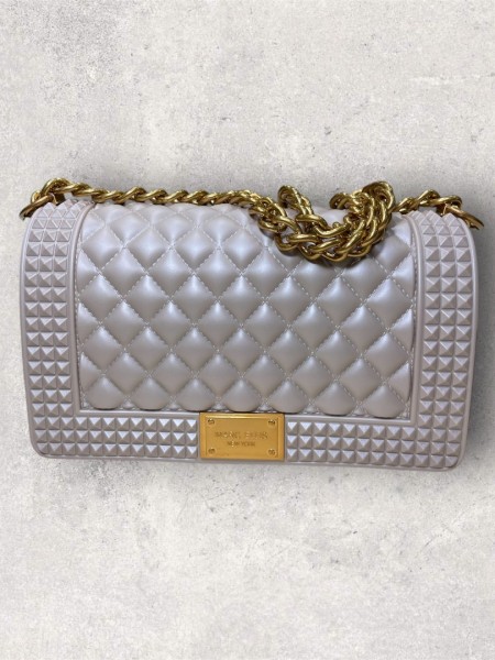 FLAT PENKA medium 25 SHADOW GREY/RAME CHAIN SHOULDERBAG