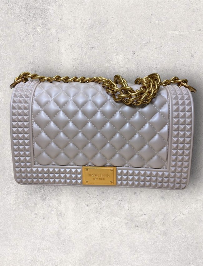 FLAT PENKA medium 25 SHADOW GREY/RAME CHAIN SHOULDERBAG