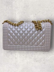 FLAT PENKA medium 25 SHADOW GREY/RAME CHAIN SHOULDERBAG