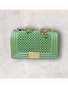 FLAT BALL small 25 GREEN TEA/LIGHT GOLD CHAIN SHOULDERBAG