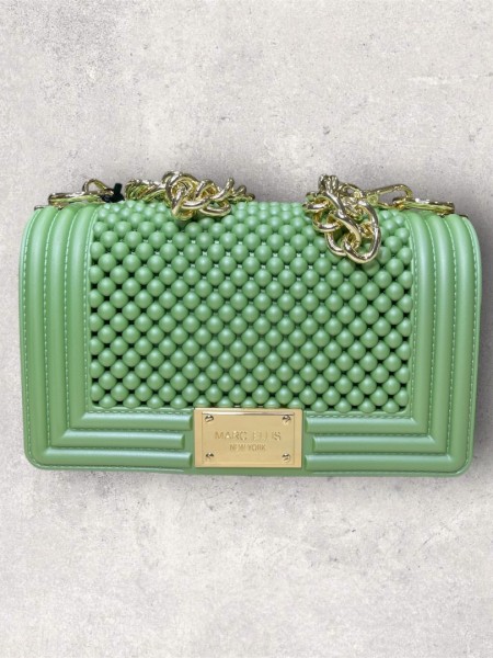 FLAT BALL small 25 GREEN TEA/LIGHT GOLD CHAIN SHOULDERBAG